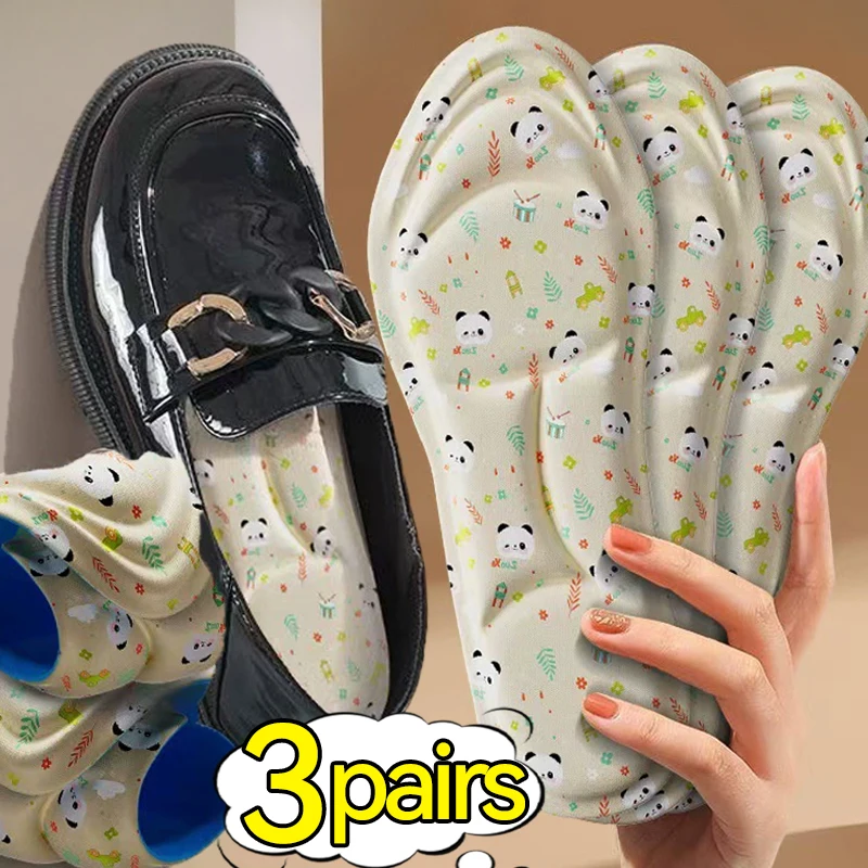 แฟชั่น 5D PANDA นวด Insoles กีฬาความยืดหยุ่นสูง Shock Absorption ระงับกลิ่นกาย Absorption หน่วยความจํา Duffel รองเท้าผ้าฝ้าย