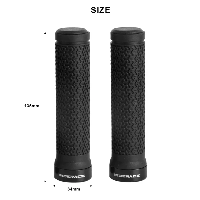 Mountain Bike Handlebar Grips Non-slip Rubber MTB Lock Grips Shock-Absorption Bicycle Handle Grip Aluminum Lock Ring Bike Parts