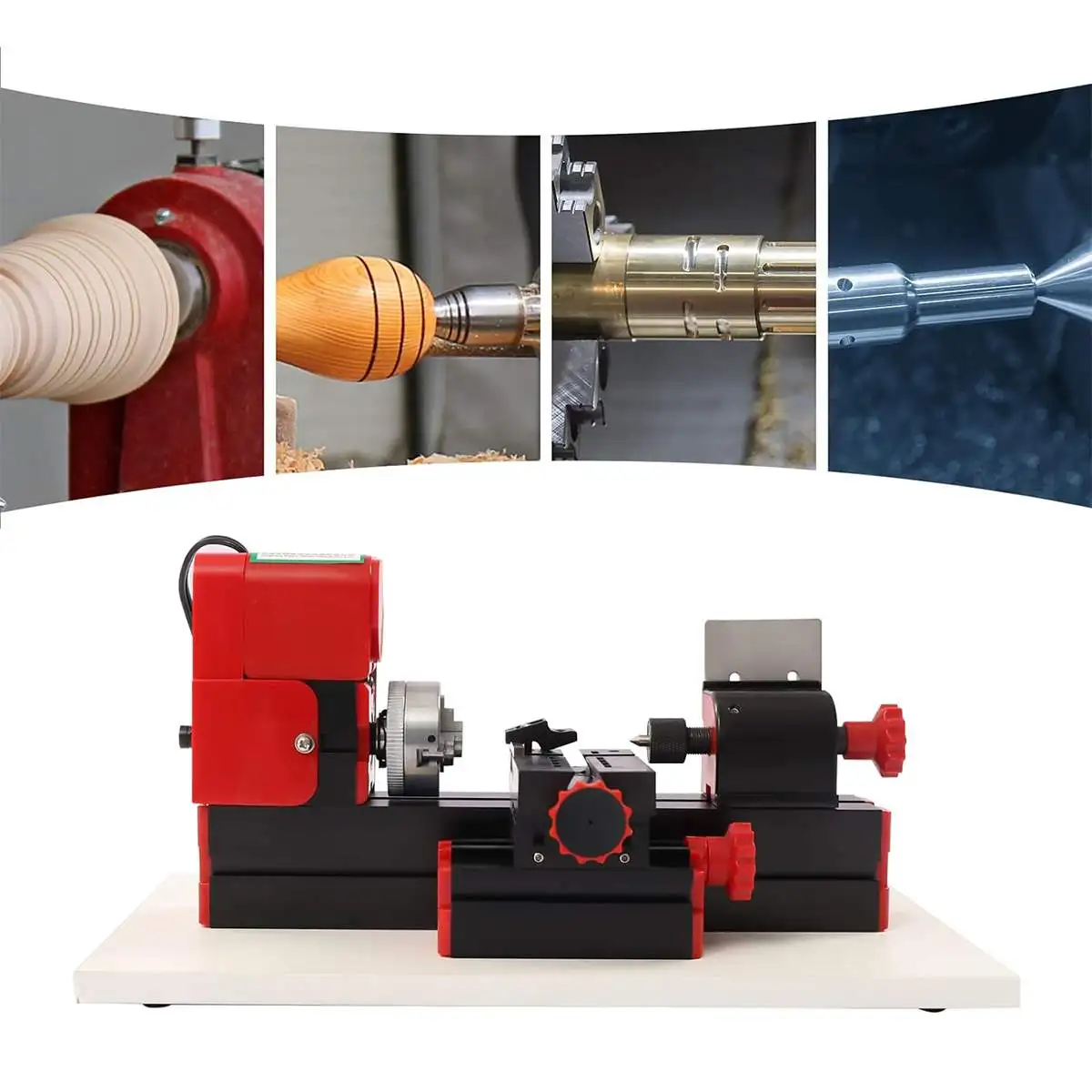 24W High Speed Mini Lathe, Process Wood, Plastic, Soft Metals (Aluminum, Copper) & Various Materials, EU Plug