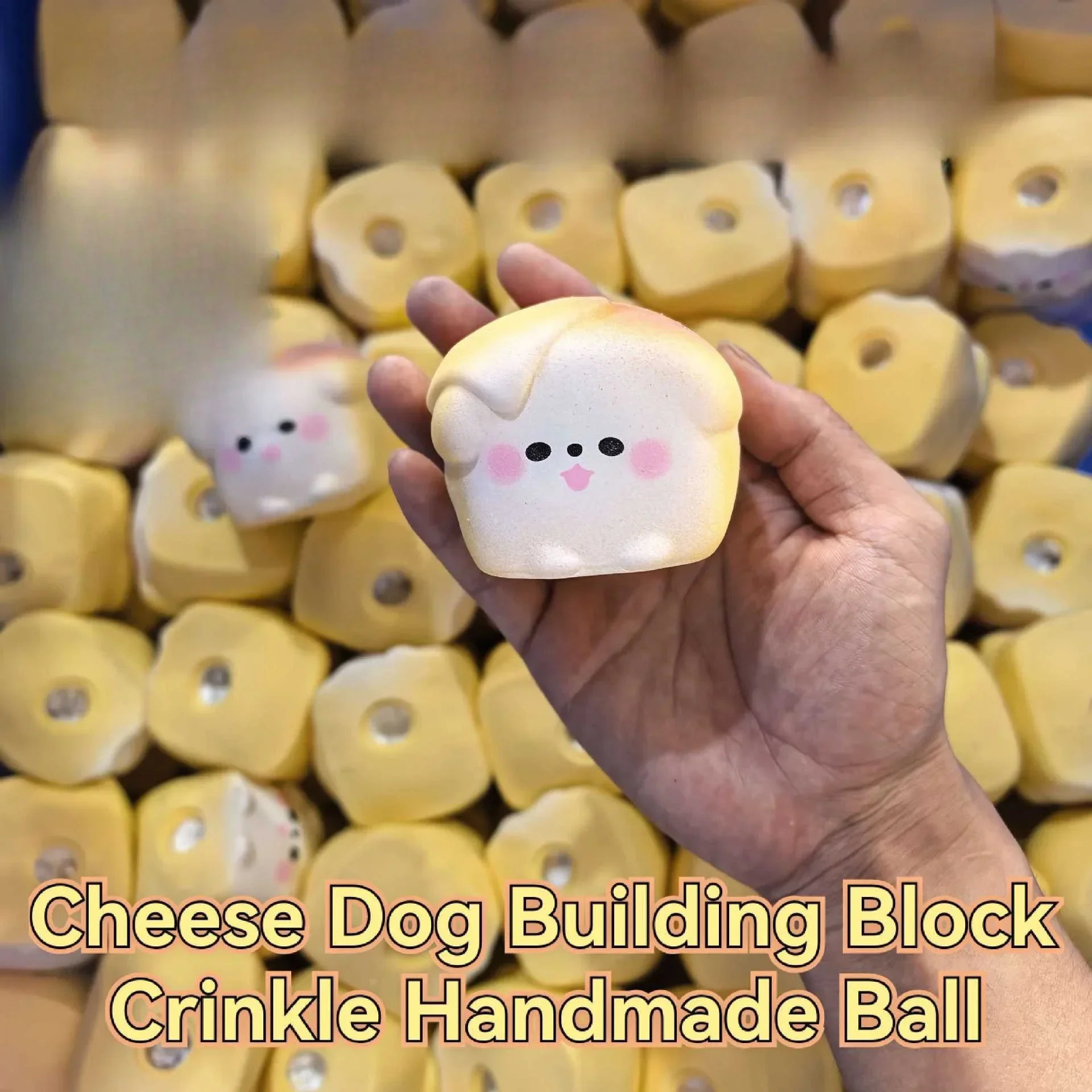 Niedlicher knuspriger Käse-Welpen-Pizza-Baustein, handgemachter Knisterball zur Stresslinderung, weicher Entspannungsspielzeug, Geschenk für Erwachsene – Detail 1