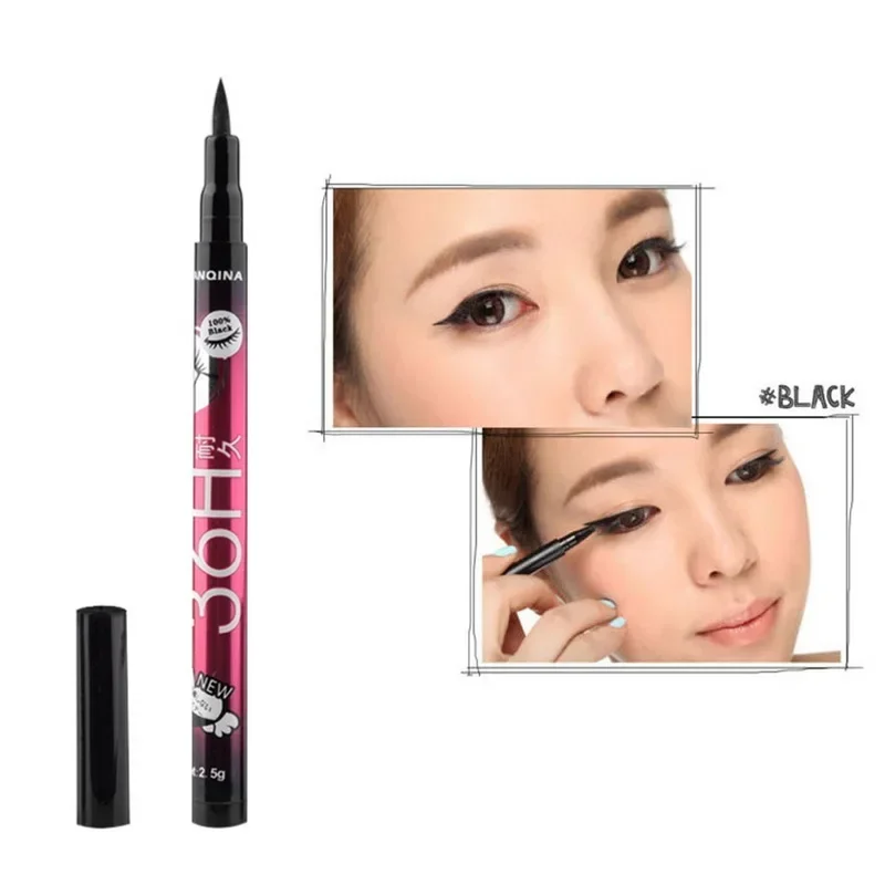 12pcs/set YANQINA Lasting 36H Liquid Eyeliner Pencil Waterproof Black Easywear Eye Liner Pen Cosmetic wholesale makeup eyeliner