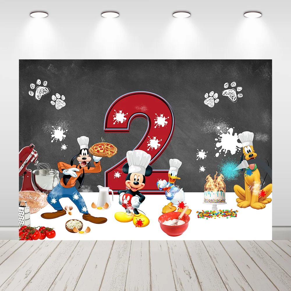 

Пользовательский фон Disney Donald Mickey Chiefs для фотосъемки мальчиков на день рождения Goofy Pluto фон для фотостудии виниловый баннер