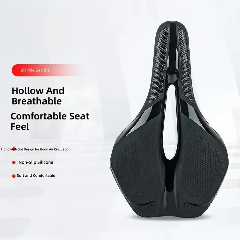 for BOLANY Mountain Bike Seat Cushion Soft Short Nose Hollow Breathable Thickened Sponge Embossed Saddle Bag Cross Border