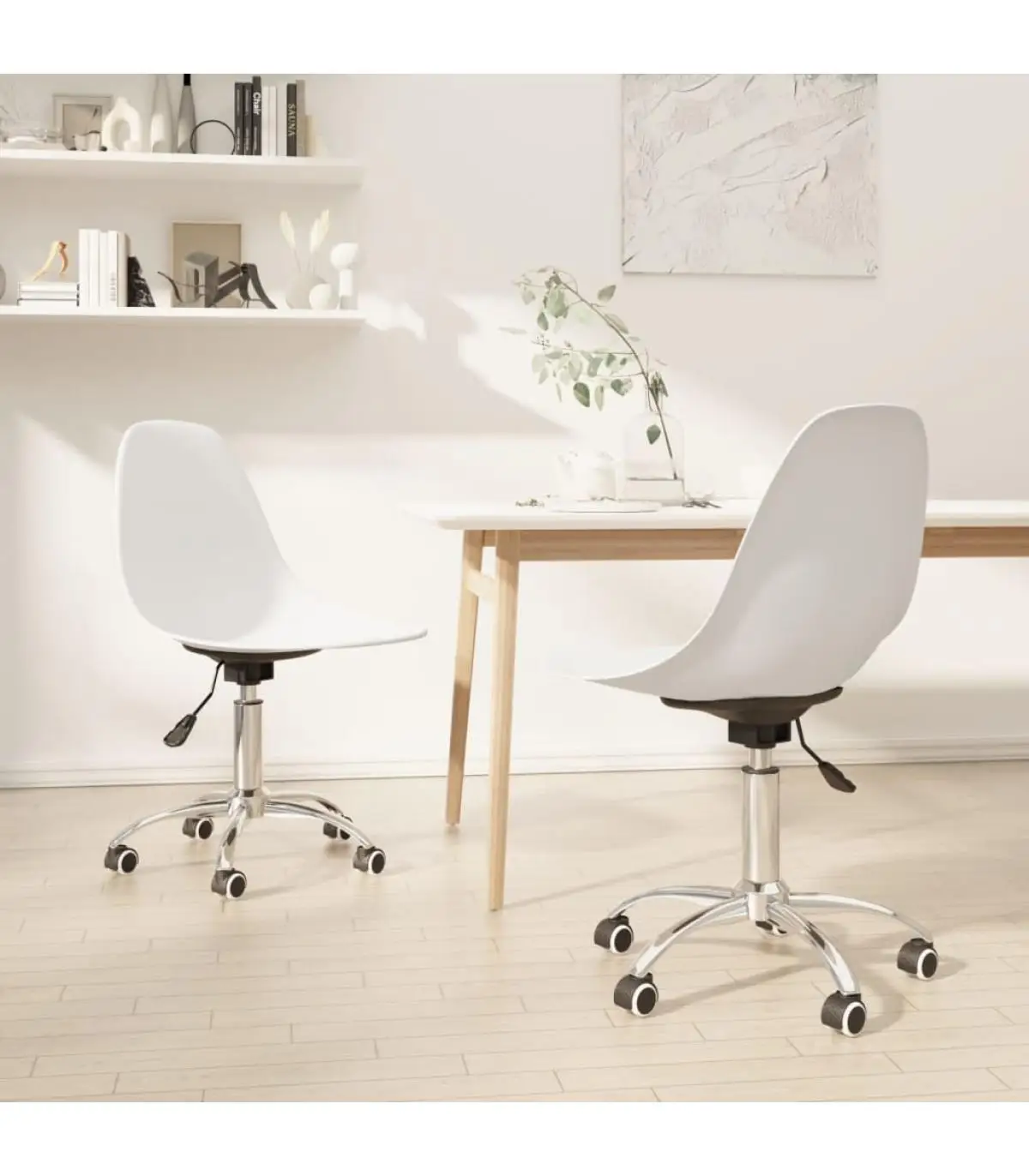 2 PCs White PP swivel dining chairs dining chairs