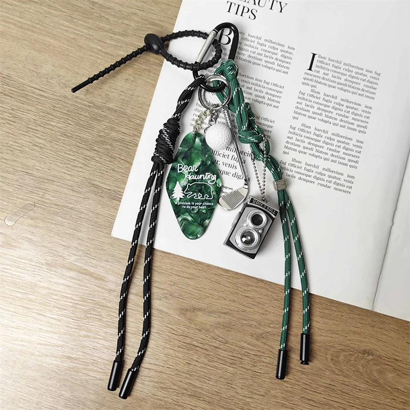 1 Piece Ins Retro Camera Sports Golf Car Keyring Handmade Colorful Woven Rope Keychain Bag Pendant Gift For Men And Women