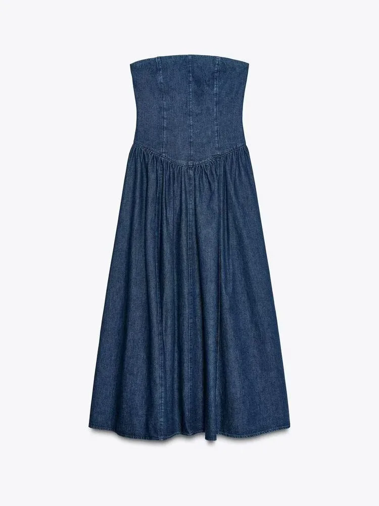 Primavera 2025 Faion delle nuove donne monospalla dimagrante denim Midi Dr vita alta gonna a trapezio lunga chiusura con cerniera