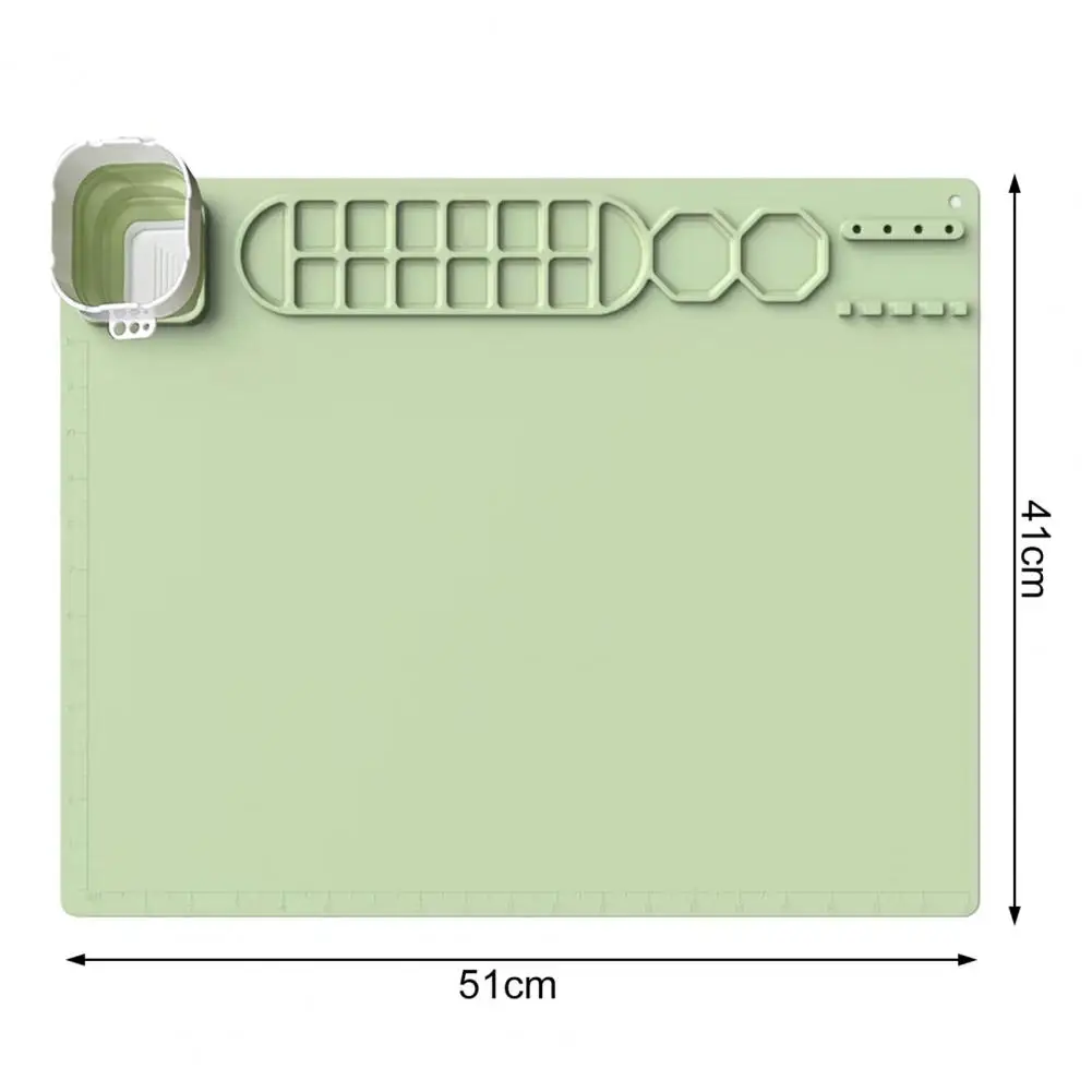 Non-stick Silicone Art Mat Food Grade Silicone Painting Mat with Cup Non-stick Art Mat Brush Cleaner Silicone Craft for Diy Clay