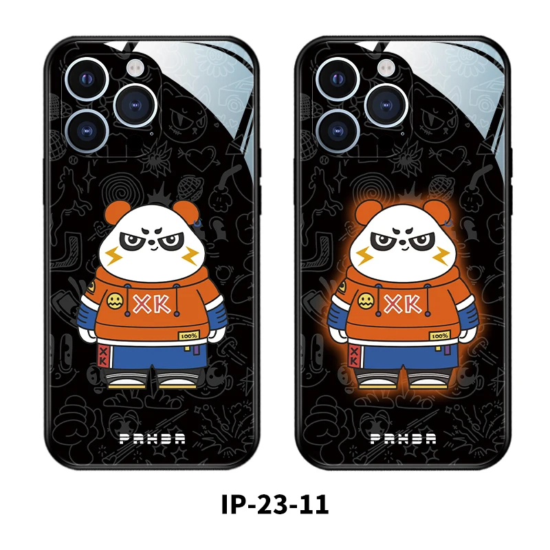 New Design Panda Smart Phone Case Voice Induction Light Cover Call Reminder For iPhone 15 promax 14 13 12 11 XR Shell