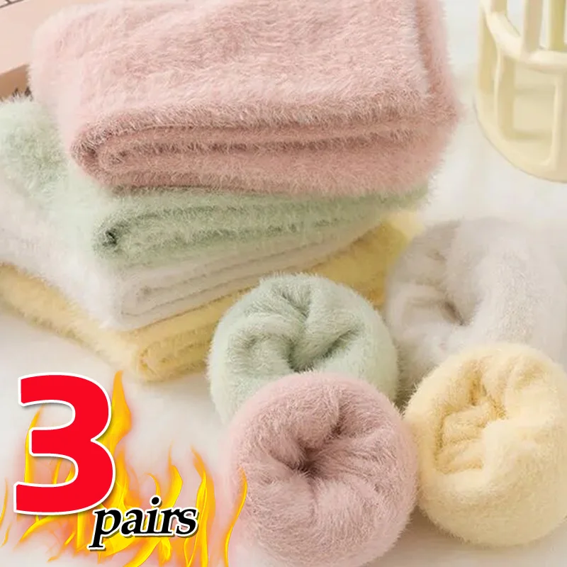 חורף חדש מחמם מינק גרביים פורחים צמר קשמיר תרמי קשמיר גרבי שלג