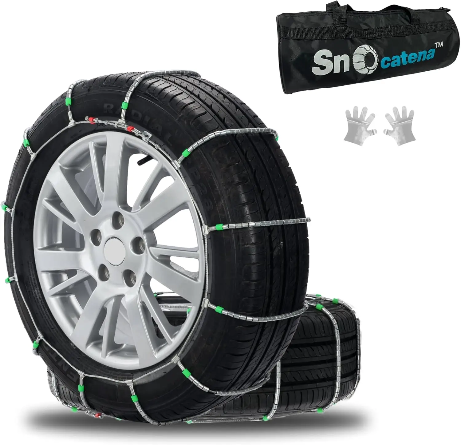 

Snow Chains for Car and SUV,Cable Tire Chain,Compatible with Tire Width 195 205 215 225 235 235 MM - Set of 2