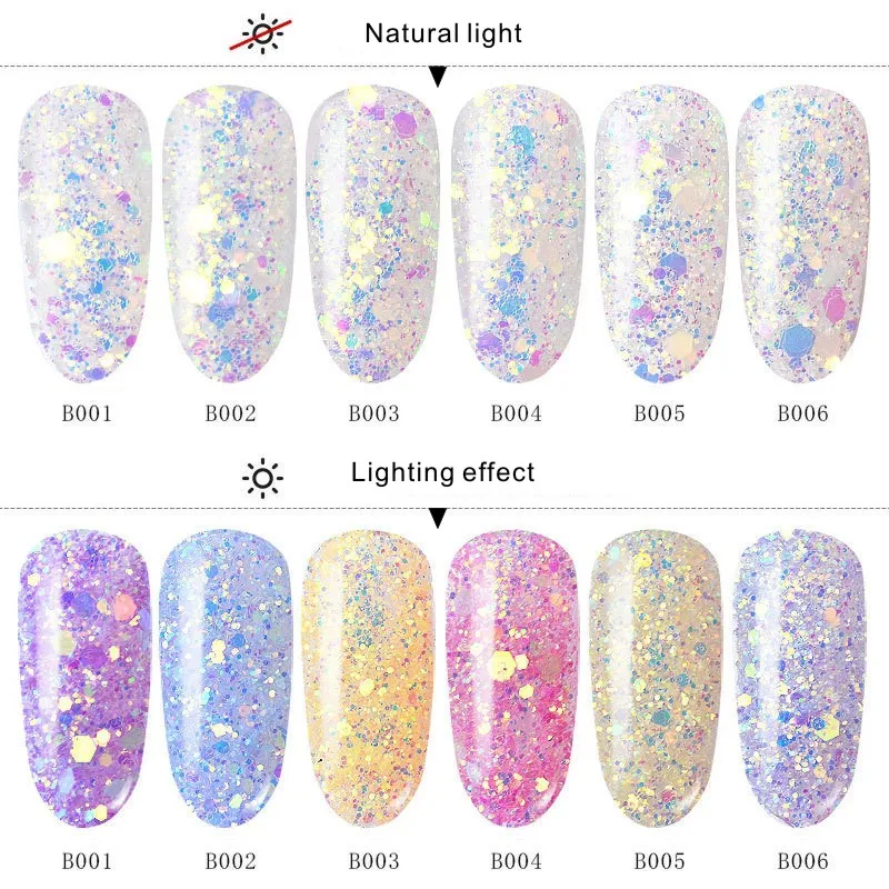 1 Bottle UV Light Color Changing Nail Glitter Sequins Sunlight Sensitive Colorful Nail Art Flakes Manicure Gel Polish Decoration