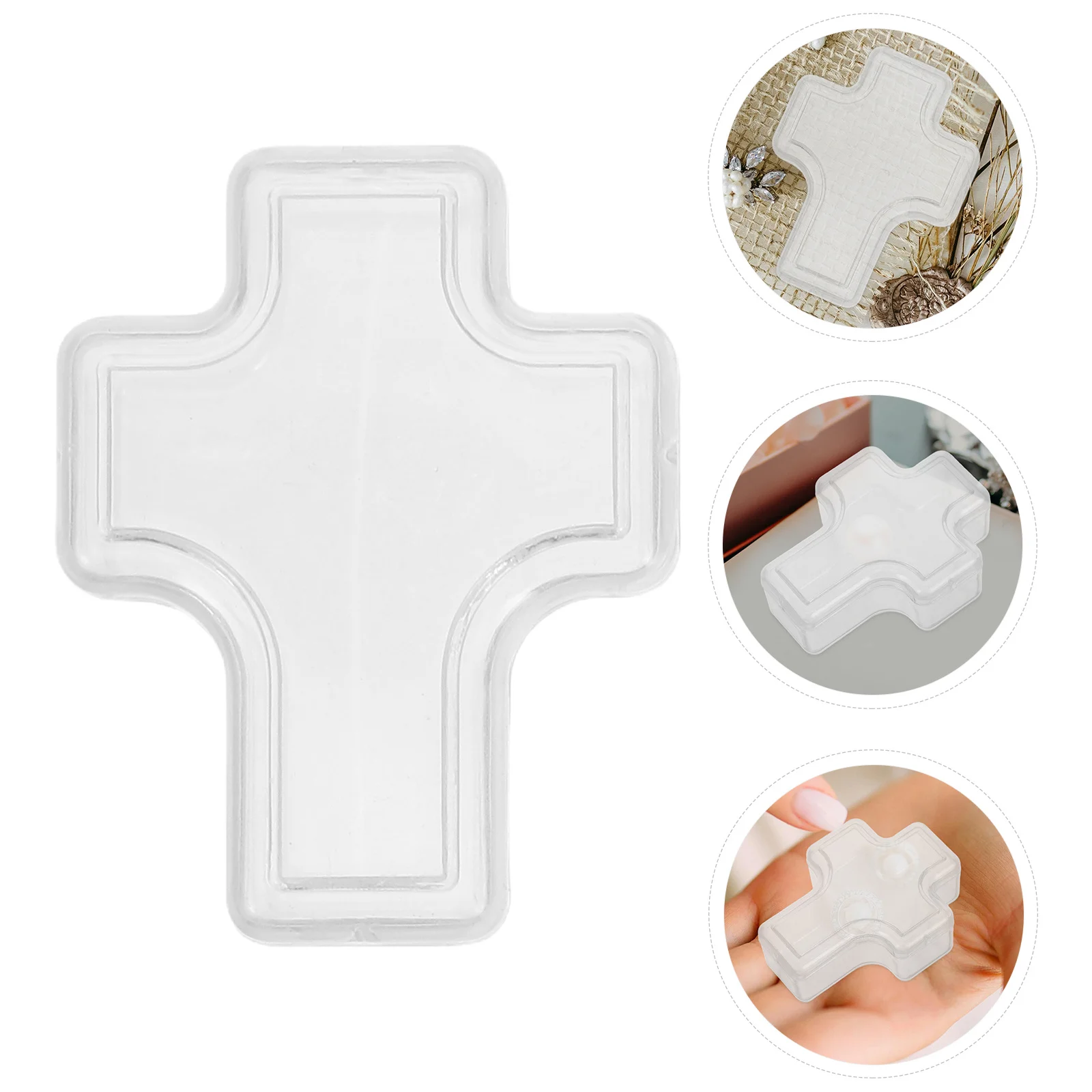 

4Pcs Clear Cross Shaped Jewelry Organizer Box Transparent Plastic Storage Case for Travel Home Use Necklaces Bracelets Trinket