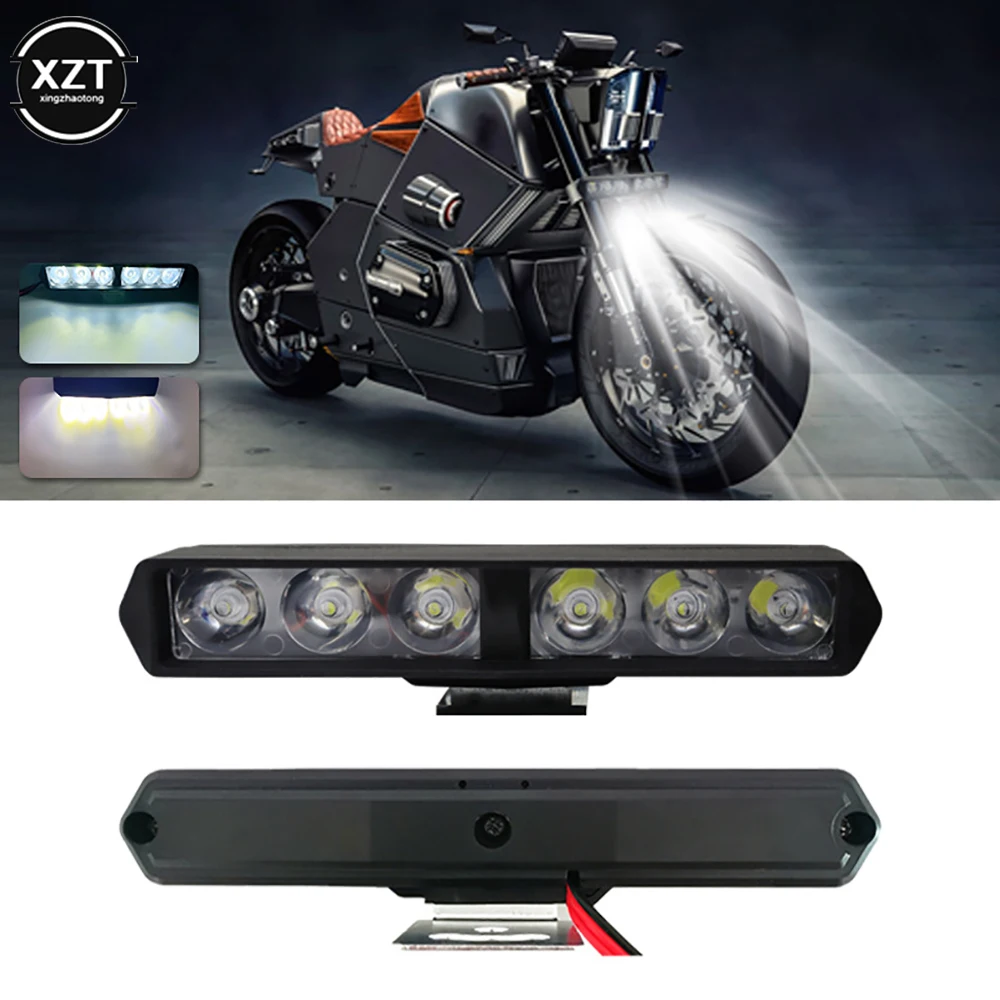 New Flash 6LED Motorcycle Headlight SpotLights Auxiliary High Brightness Lamp Electric Vehicle Scooters Autocycle Modified Bulbs