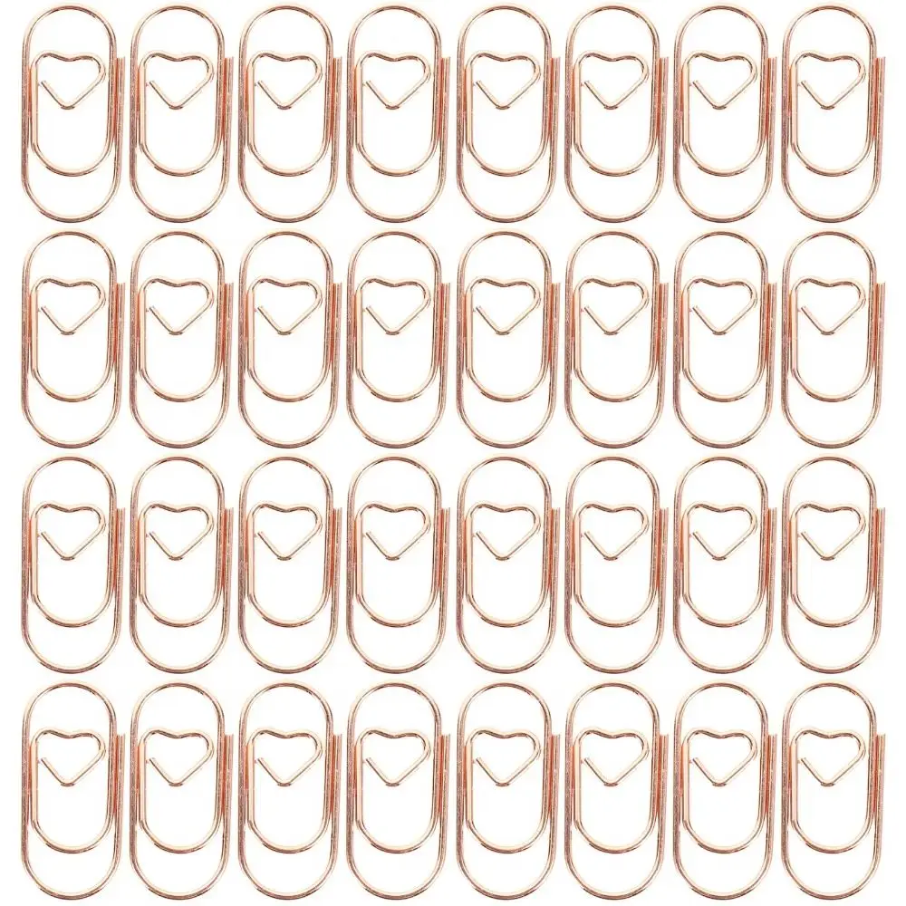 

150 шт. новые офисные школьные аксессуары, скрепки для бумаг, золото, розовое золото, цвет сердца, зажим для переплета, 20 мм, мини-держатель для зажимов