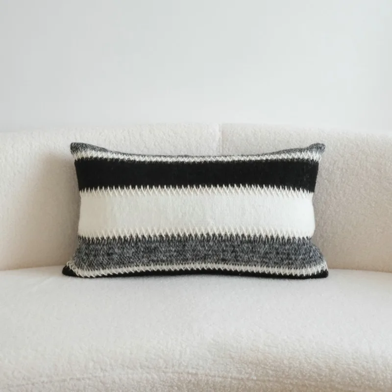 Light Luxury Ins Style Patchwork Wool Pillowcase Living Room Sofa Cushion Cover Hotel Model Room Decorative Cushion Cover