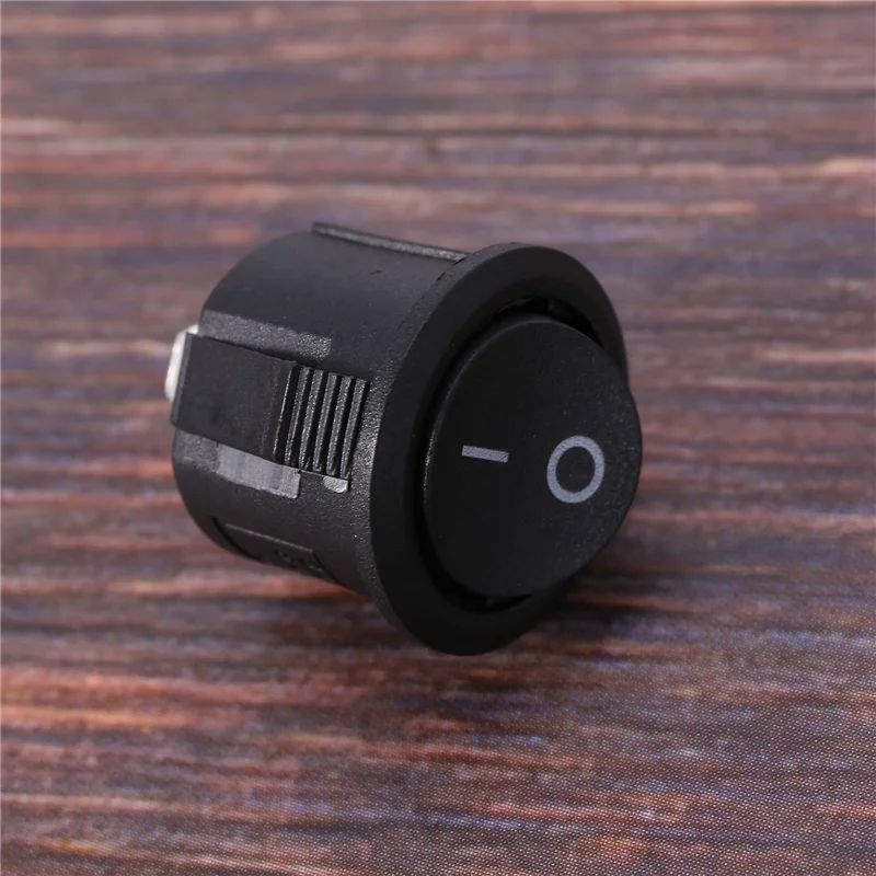VOFUN-25 piezas SPST botón negro encendido/apagado interruptor basculante redondo AC 6A/125V 3A/250V
