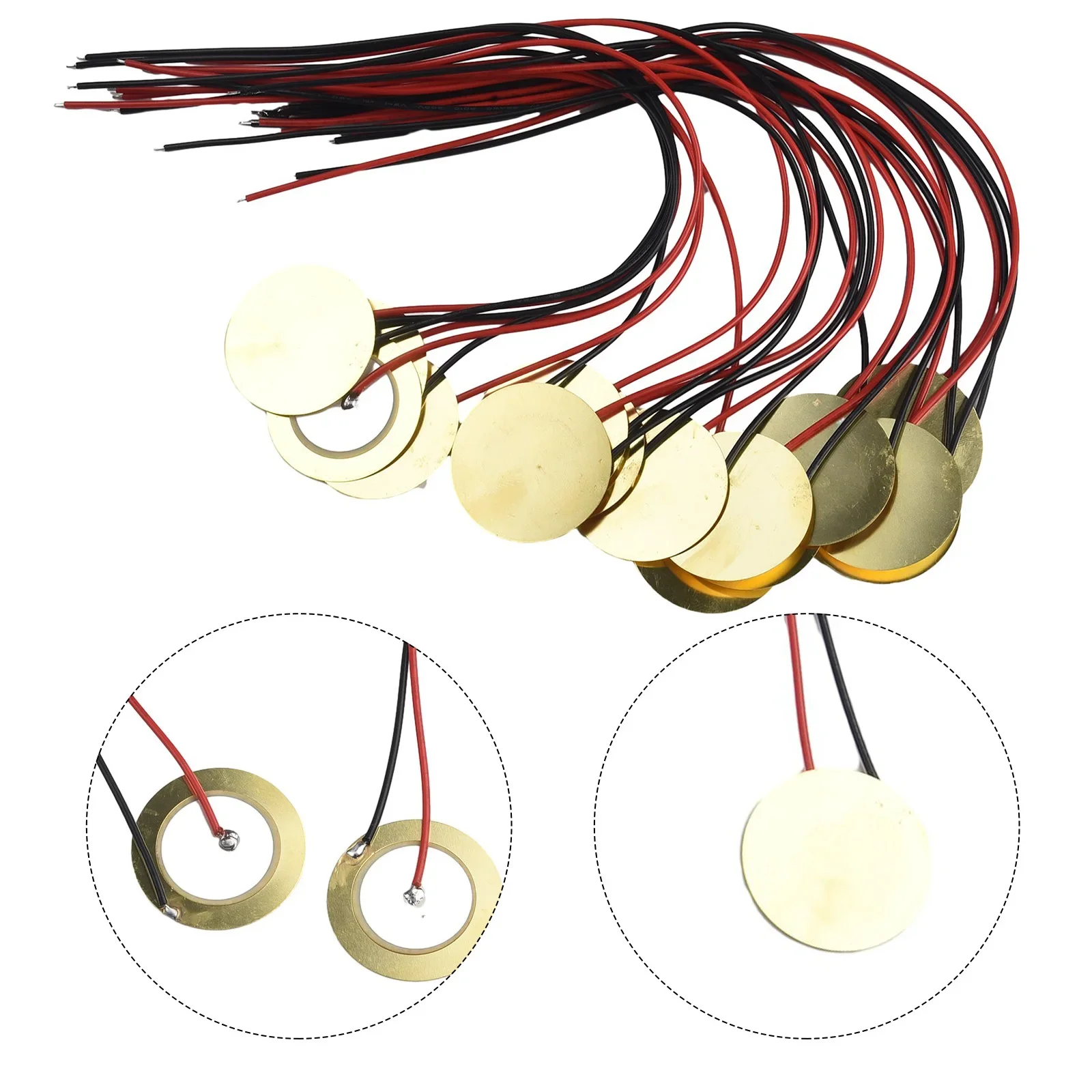 15 Pack 35mm Piezo Discs With 250mm Wires For Electronic Drum Triggering Guitar Pickup And Vibration Sensor Circuits
