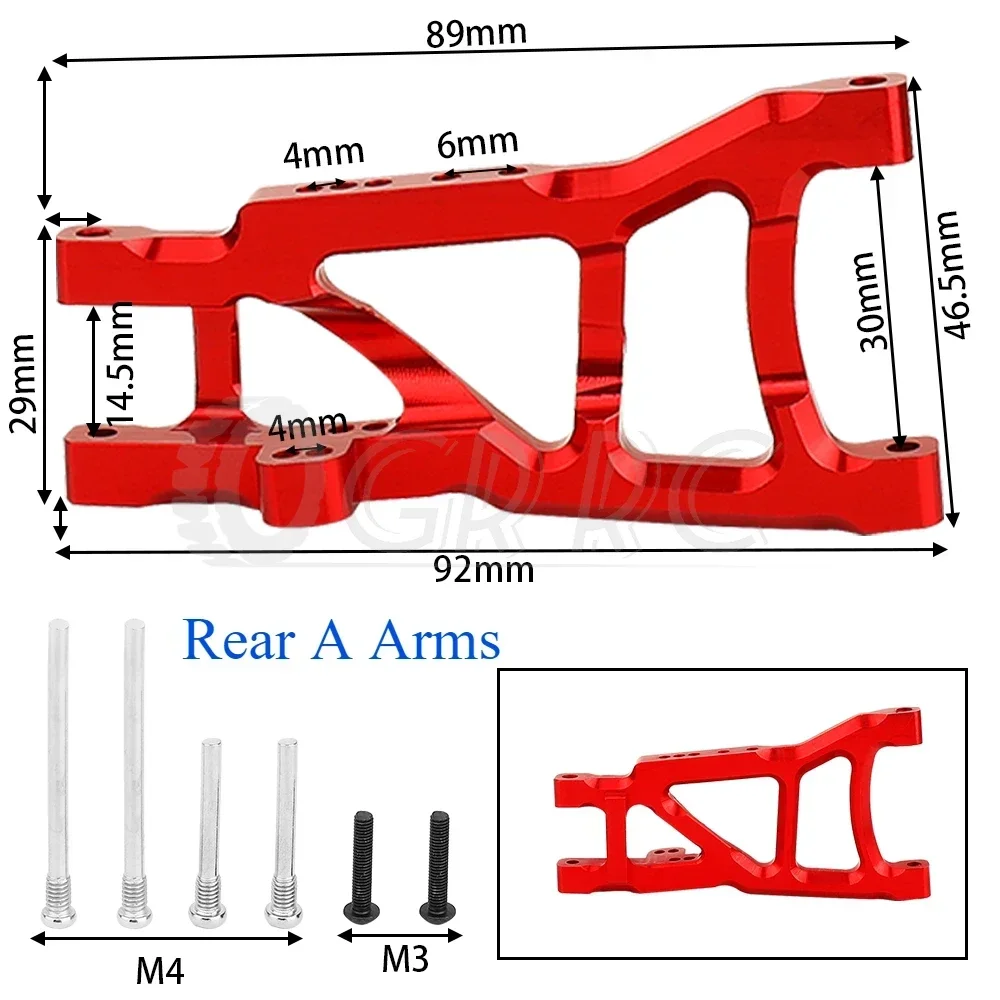 Aluminum Alloy Front Rear Lower Suspension A  Arms for 1/10 Traxxas Slash Rustler 4X4 2WD Short RC Course Metal Upgrade Parts