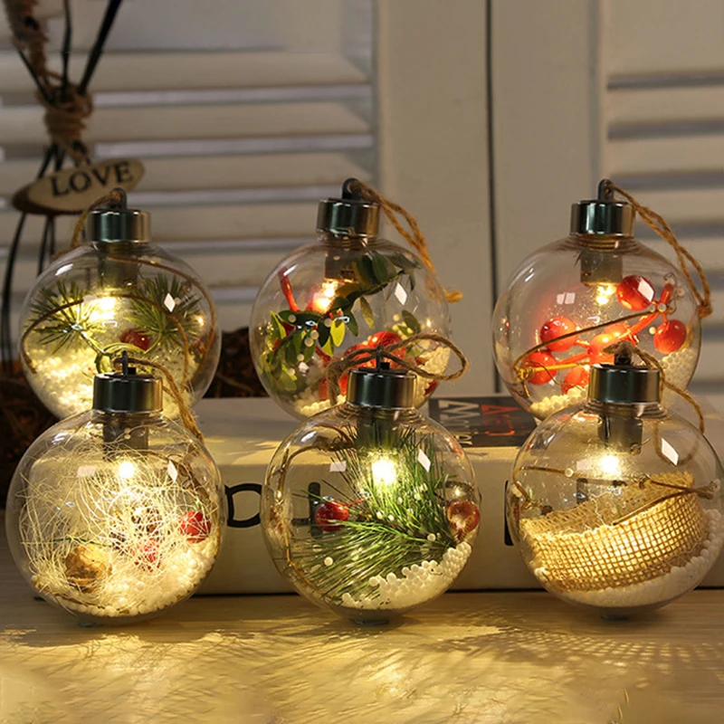 Kerst Led Bulb Ball Kerstboom Ornament Decoratie Hanger Gloeilamp Transparant Vakantie Feest Te Vieren Sfeer