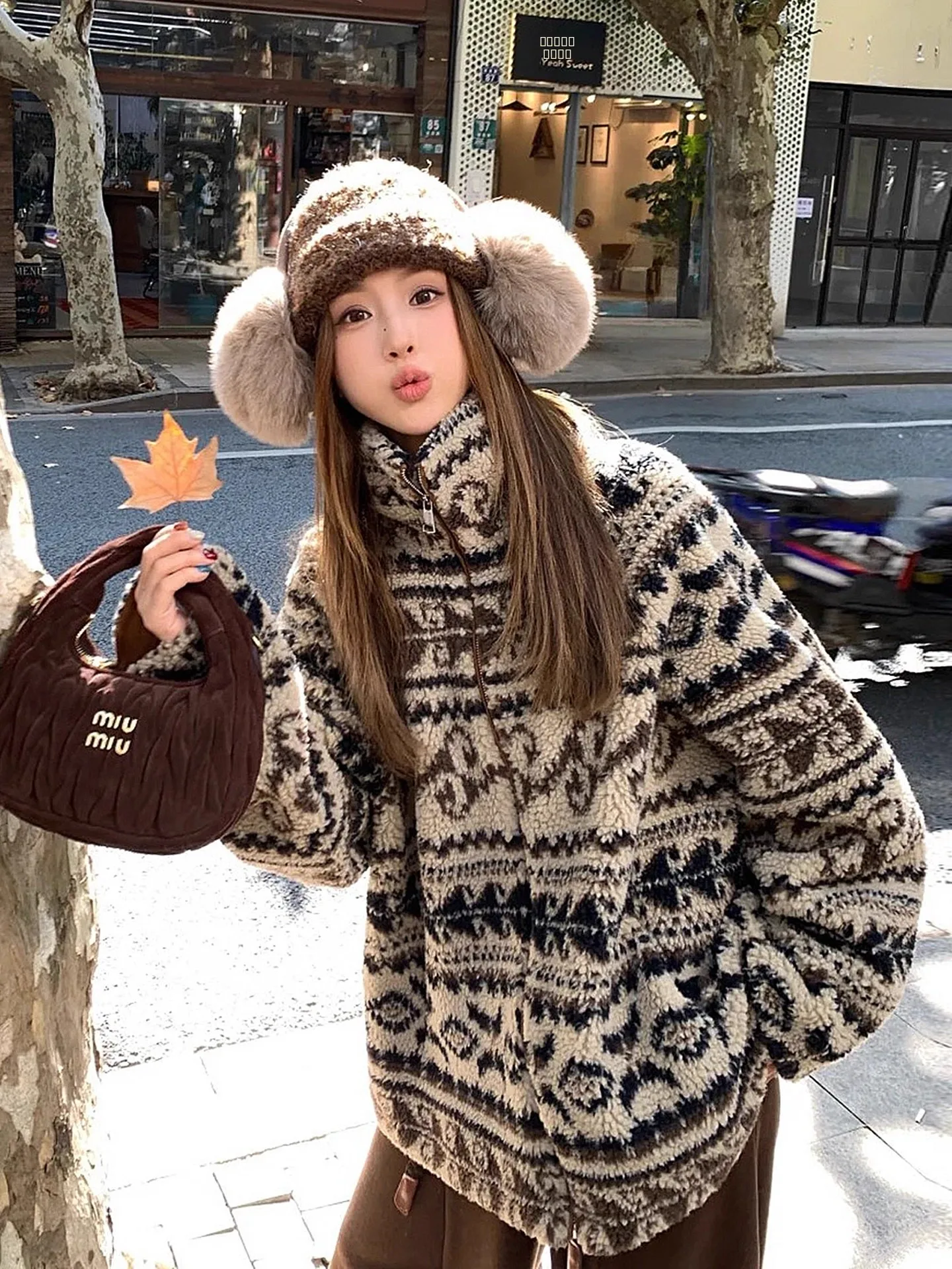 

Утепленная куртка в американском ретро-стиле с узором Fair Isle из хлопкового бархата для мужчин и женщин, зимняя теплая куртка с флисовой подкладкой