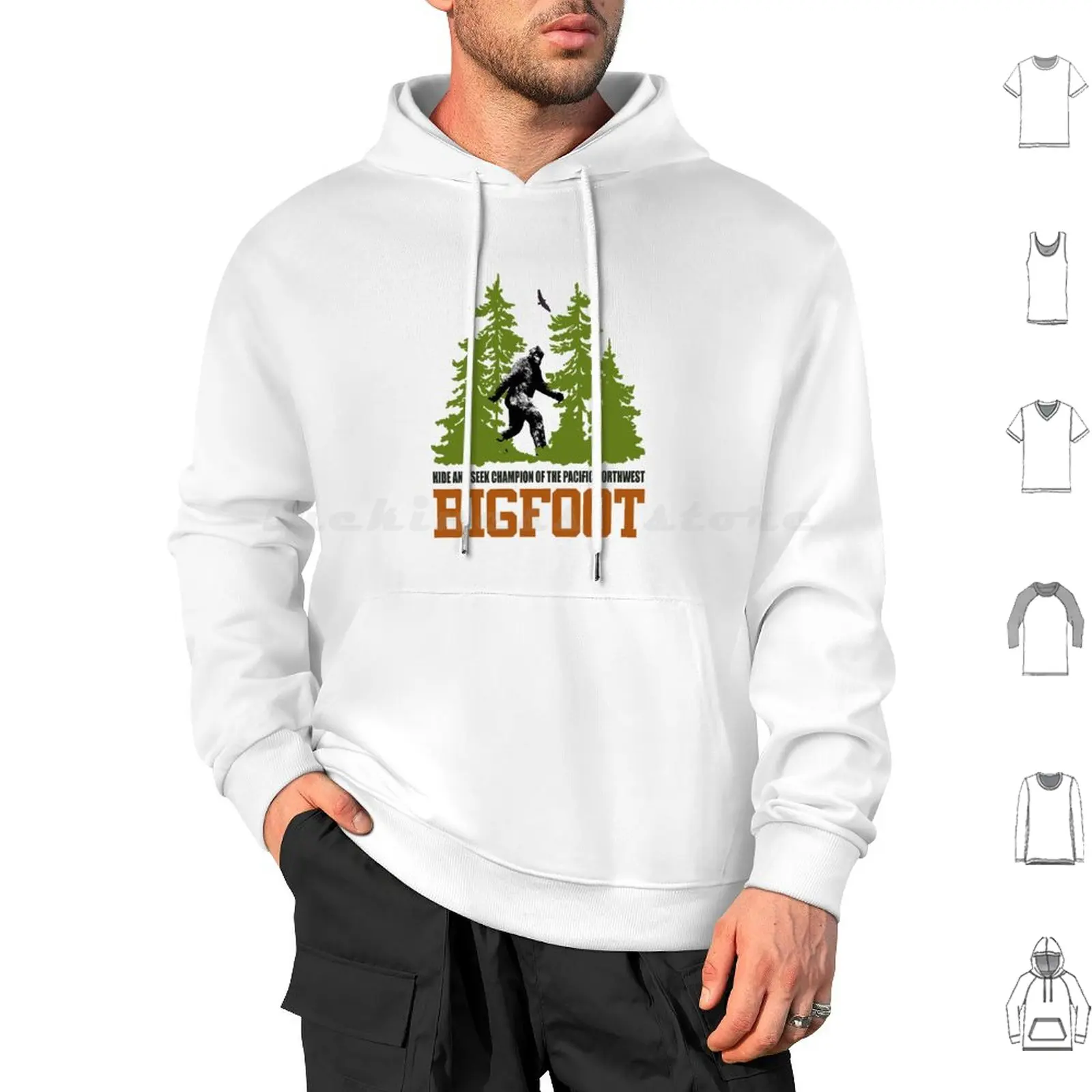 Bigfoot Big Foot Hide And Seek Hoodie cotton Long Sleeve Bigfoot Hide And Seek Pacific Northwest Washington State Cryptid