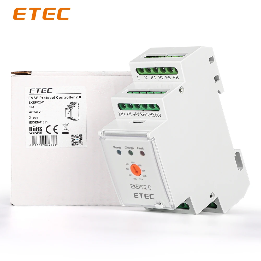 ETEC Controller Electronic Protocol EPC Chontroller EV Charger Station Cable Socket 32A AC 240V