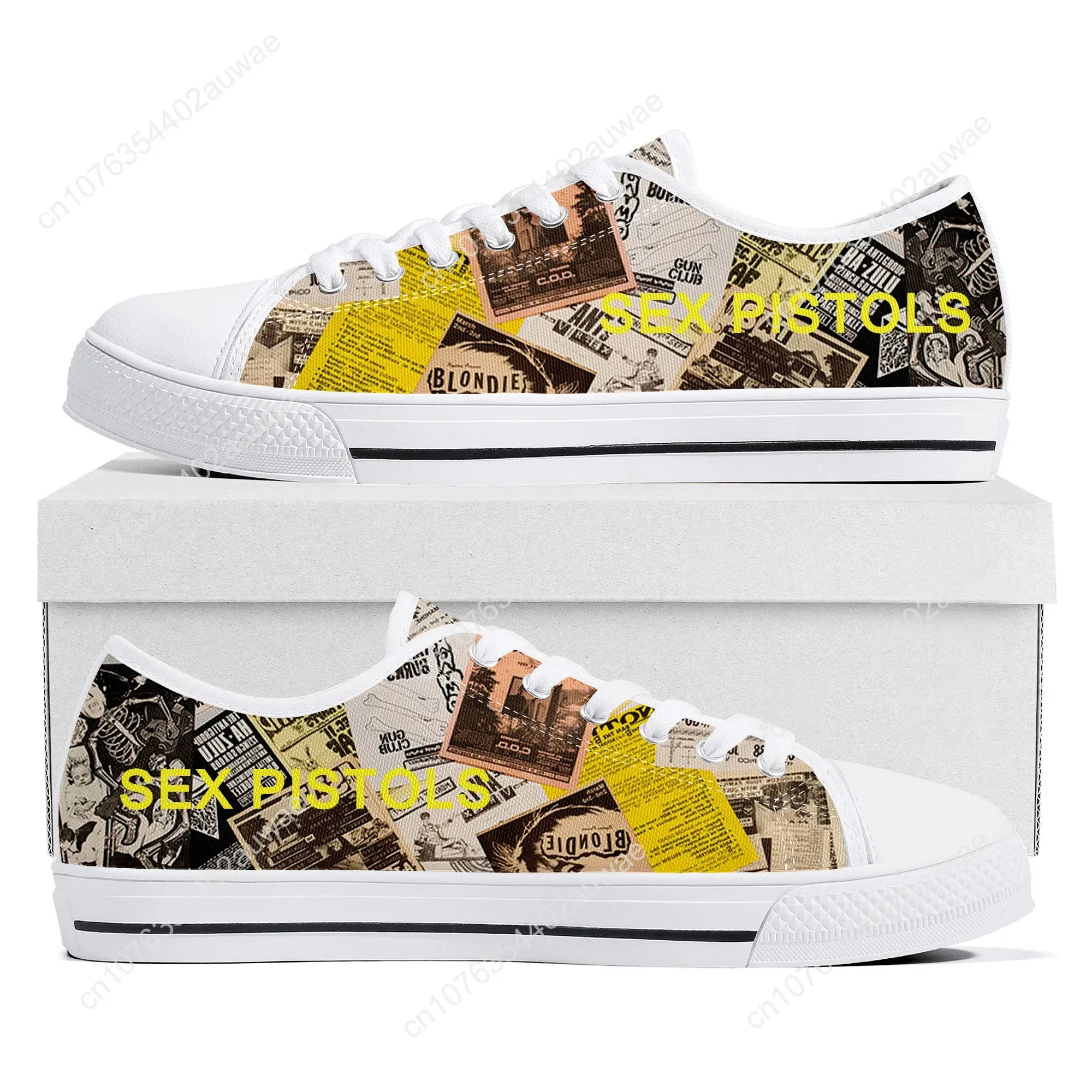 Pistole del sesso Punk Rock Band Low Top Sneakers di alta qualità uomo donna adolescente Sneaker di tela scarpe Casual da coppia scarpe personalizzate