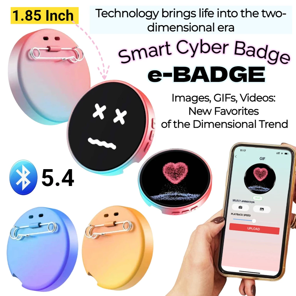 

New Dynamic Electronic Badge Anime Merchandise Digital Display Badge For Game Peripherals Excellent Gifts For Otaku Fans