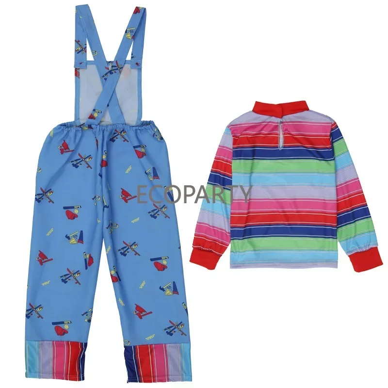 Film Kinder Chucky Cosplay Kind Spielen Cosplay Kostüm Uniform Tops Overalls Outfits Halloween Kleidung Für Jungen und Mädchen