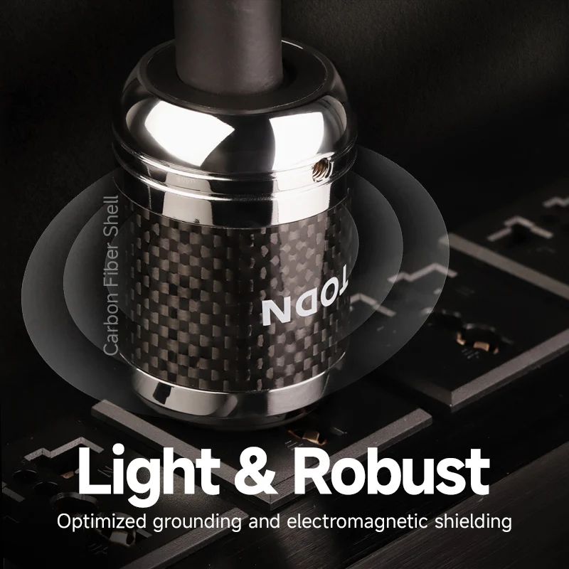 TODN kabel daya hifi occ kabel audio EU/US Vseries, penguat konektor cangkang serat karbon berpelindung, filtre