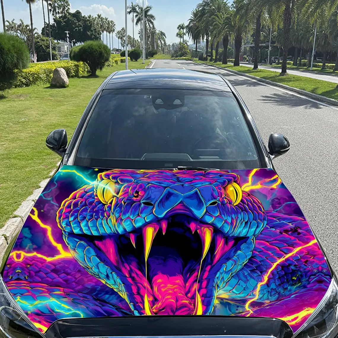 غلاف فينيل للسيارة الملون الشرس بيثون، ملصق غطاء محرك السيارة المقاوم للماء من مادة PVC، ملصق ذاتي اللصق مقاوم للخدش #3