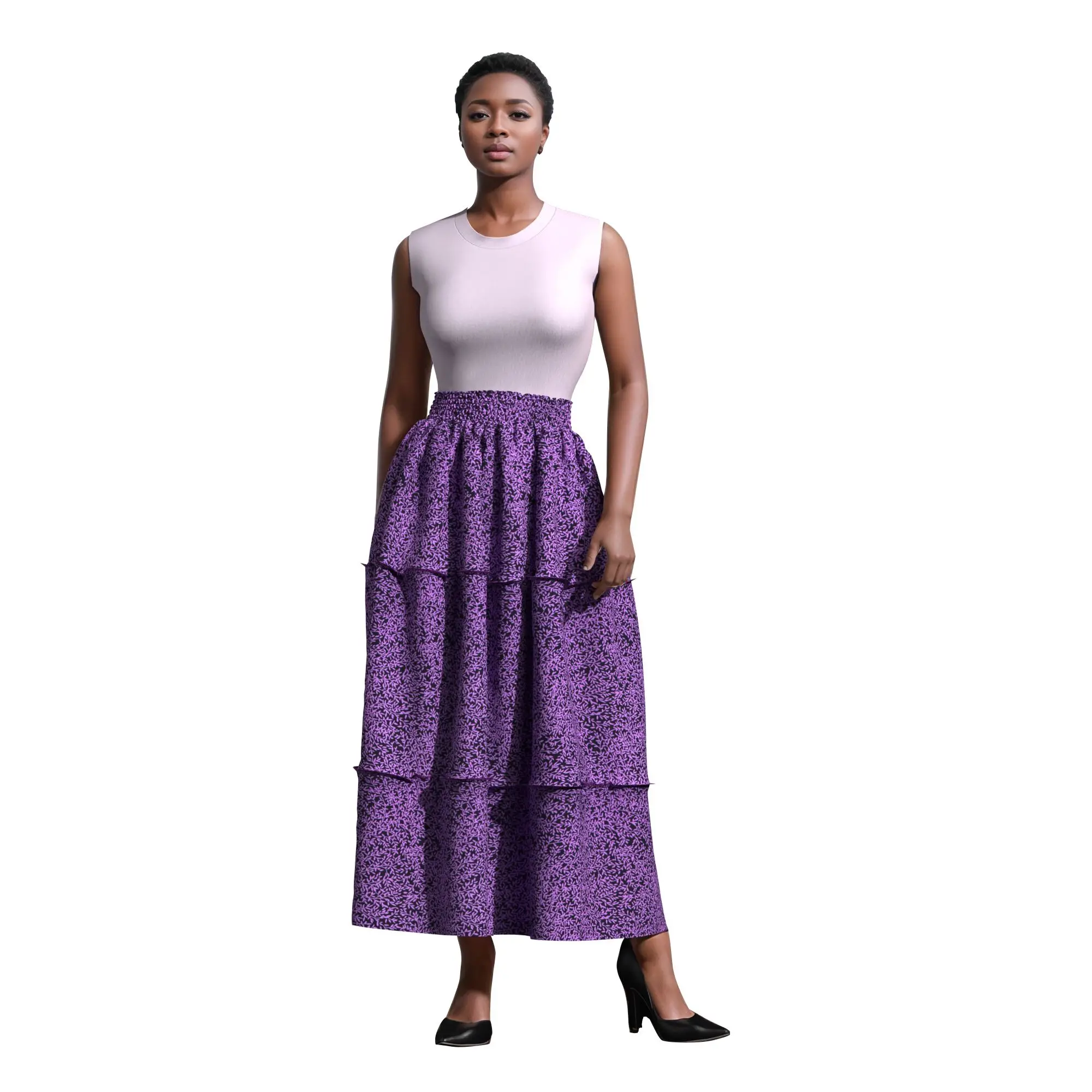African Women Maxi Long Skirt Ankara Tradition Print Wax Patchwork Skirts Full Circle Skirt Lady Skirt Strentch Waist KG1321
