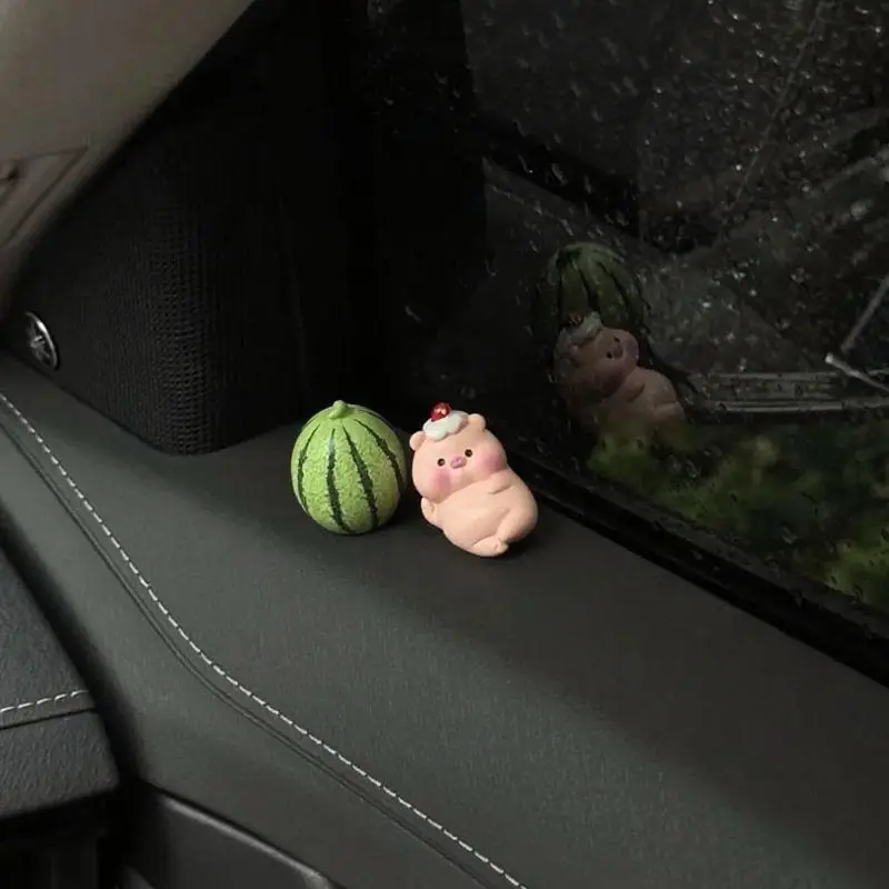 

Cute Pig Car Ornament Mini Cartoon Plush Doll Car Interior Decor Dashboard Screen Decoration
