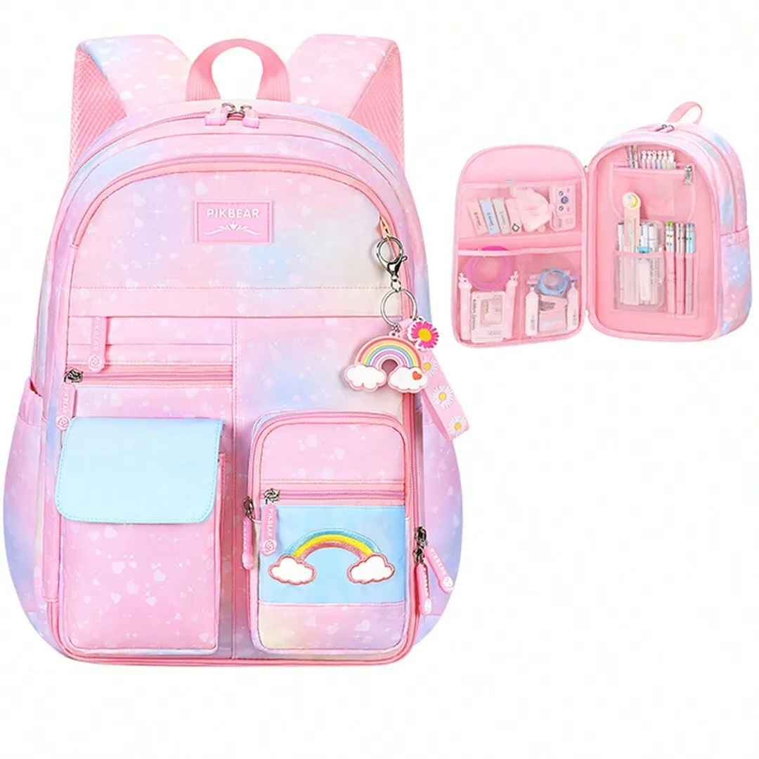 1pc Lightweight & Roomy Backpack For Girls, Nylon Cute College Backpack, Multi-Pocket Casual Travel Backpack - Suitable For School And Travel