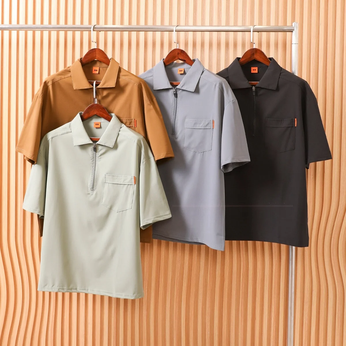 

Qui Dry Breathable Men's Loose Fit irt ort Sve Turn-down Collar Faionable Urban Sle Summer Season Casual Wear