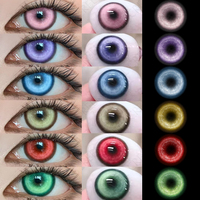 1pair Cosplay Koi Blue Green Pink Red Brown Violet Contact Lenses Halloween Scary Softlens 14.5mm