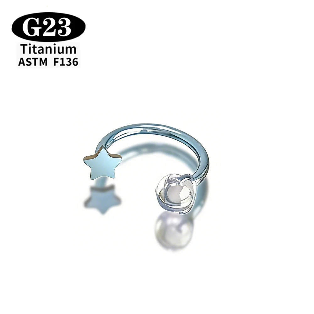 1/5 Stück ASTM F136 Titan Piercing Hufeisenring mit Innengewinde, Nasenring, Ohrring, eloxierter Stern, U-Form, Septum, Helix, Lippen-Schmuck – Detail 8