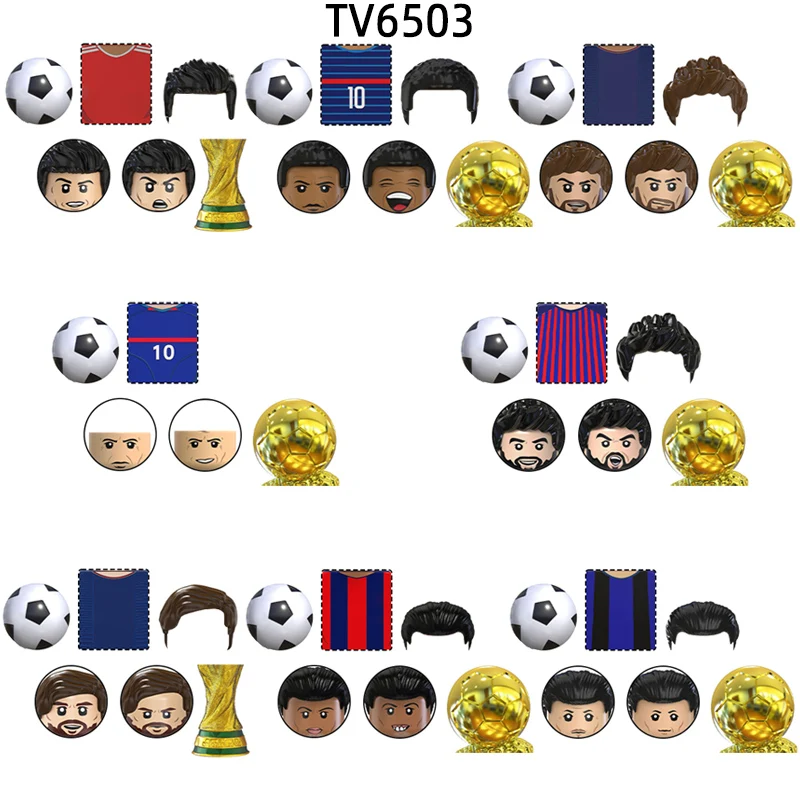 

The TV6503 Famous Football Player Star Number 7 30 10 9 8 Model Blocks MOC Bricks Set Gifts Toys