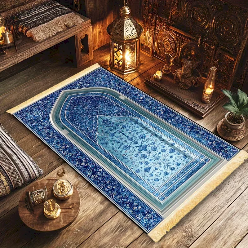 VIKAMA Islamic Prayer Mat Comfortable Thick Prayer Carpet Non slip Base Foldable Portable Prayer Carpet Muslim Family Travel