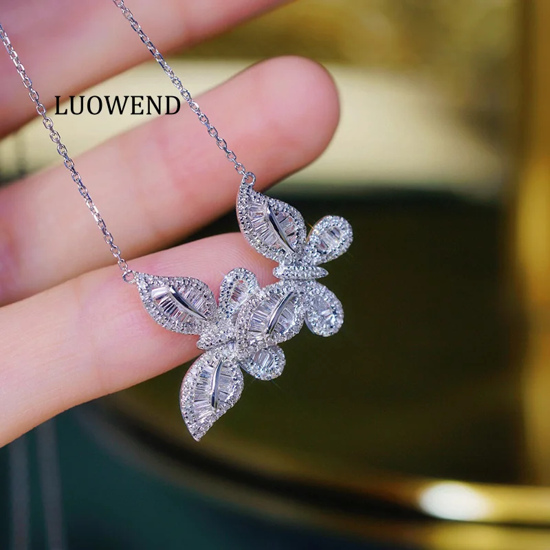 

LUOWEND, 100% белое золото 18 карат, женское ожерелье, роскошное, романтическое, в романтическом стиле, 0,76 карата, подвеска с натуральным бриллиантом, ювелирное украшение для вечеринок
