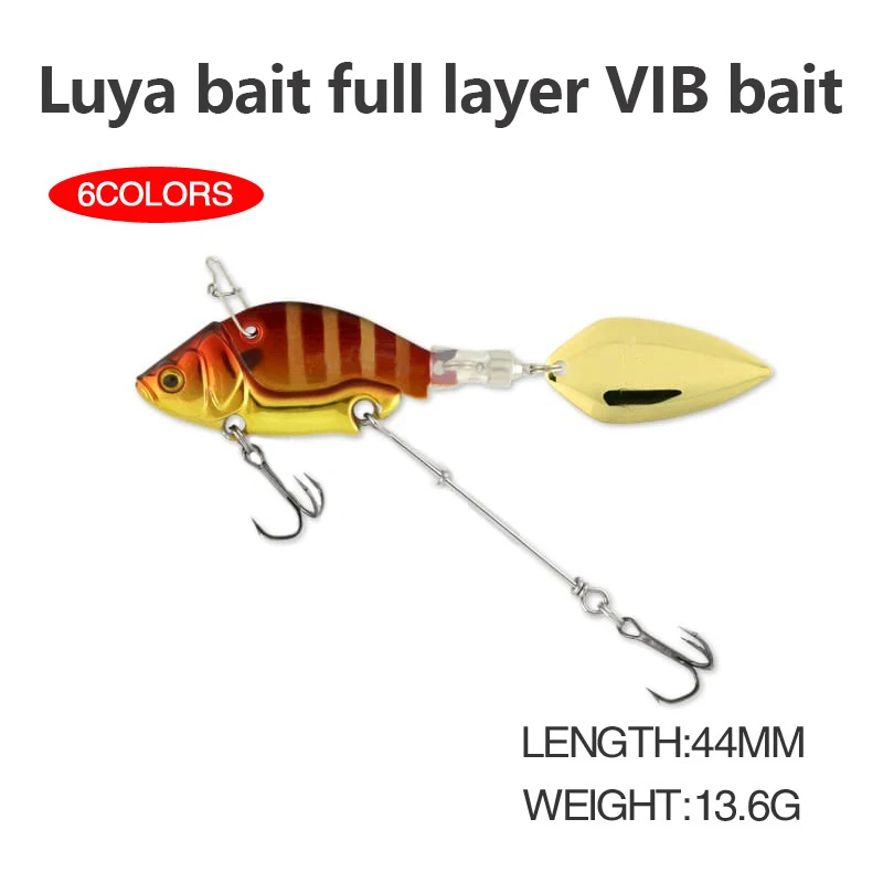 Road Runner Bait 44mm/13.6g Full Swimming Vib Mimic Bait Spinning Metal Ribbon Sinker Bait Sanbon Hook