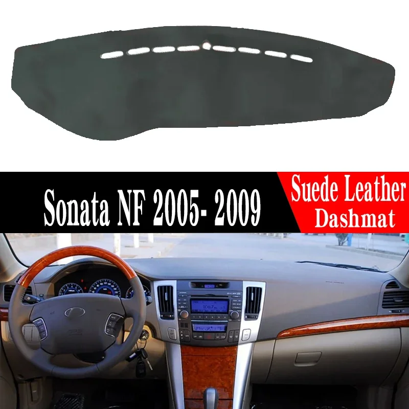 

Коврик на приборную панель из замши для Hyundai Sonata NF 2005-2009, накладка на панель, защитный коврик для автомобиля