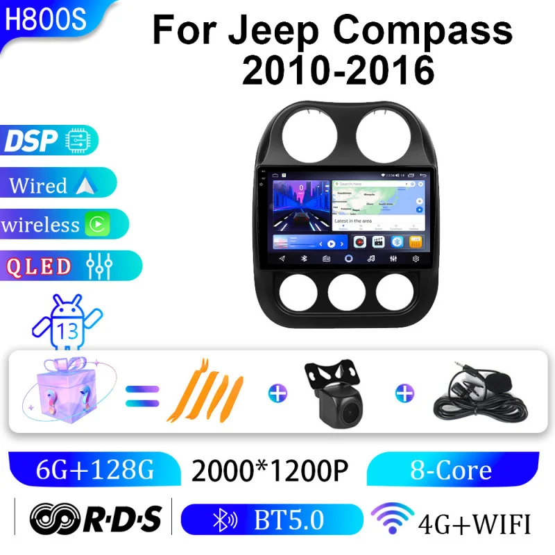 

For Jeep Compass 10-16 Car Multimedia Player Android Car Player GPS WIFI Carplay 4G Car Radio Navigation Stereo Car Electronic