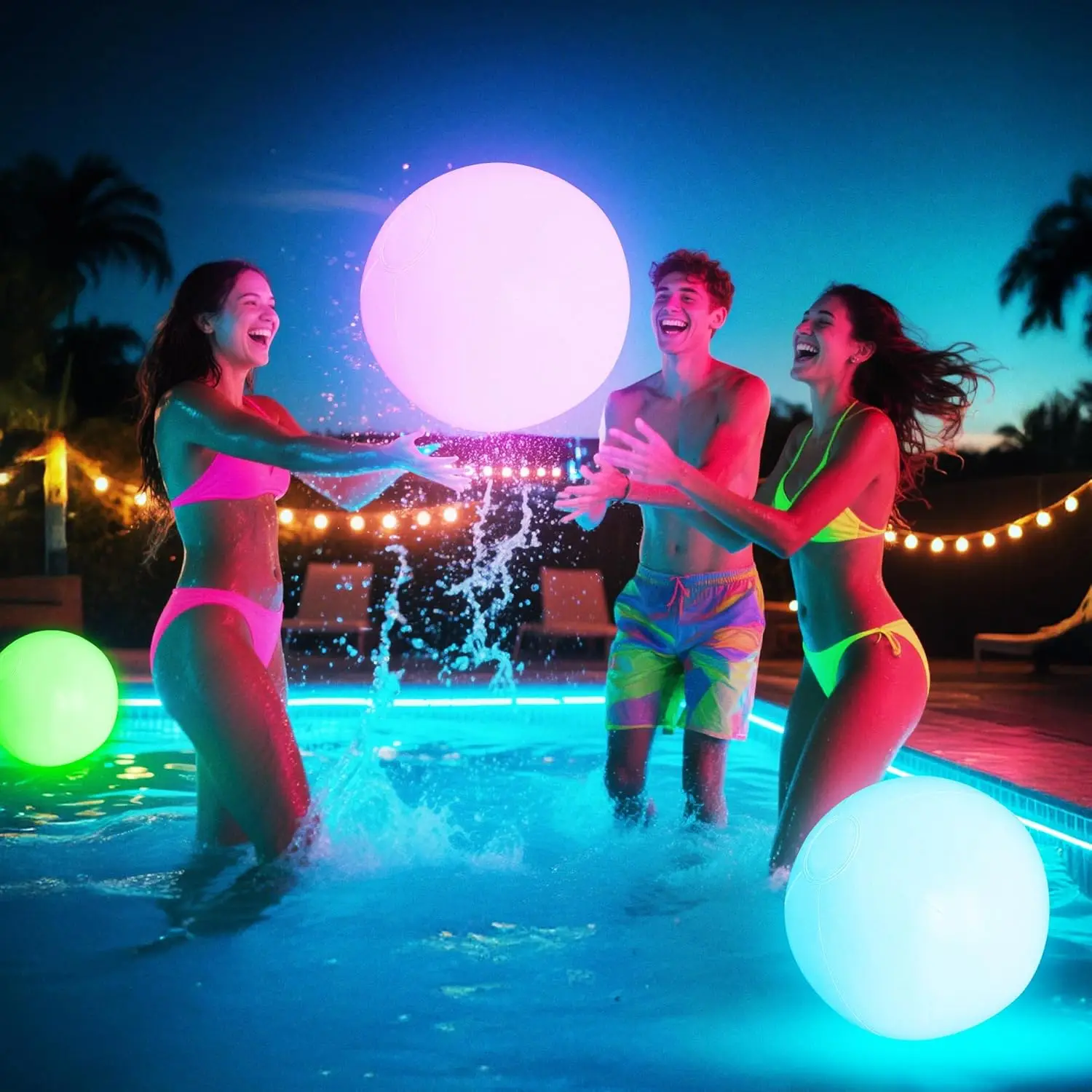 

16" Light Up Beach Ball with 8 LED Modes, Glow in The Dark for Pool Games and Outdoor Activities