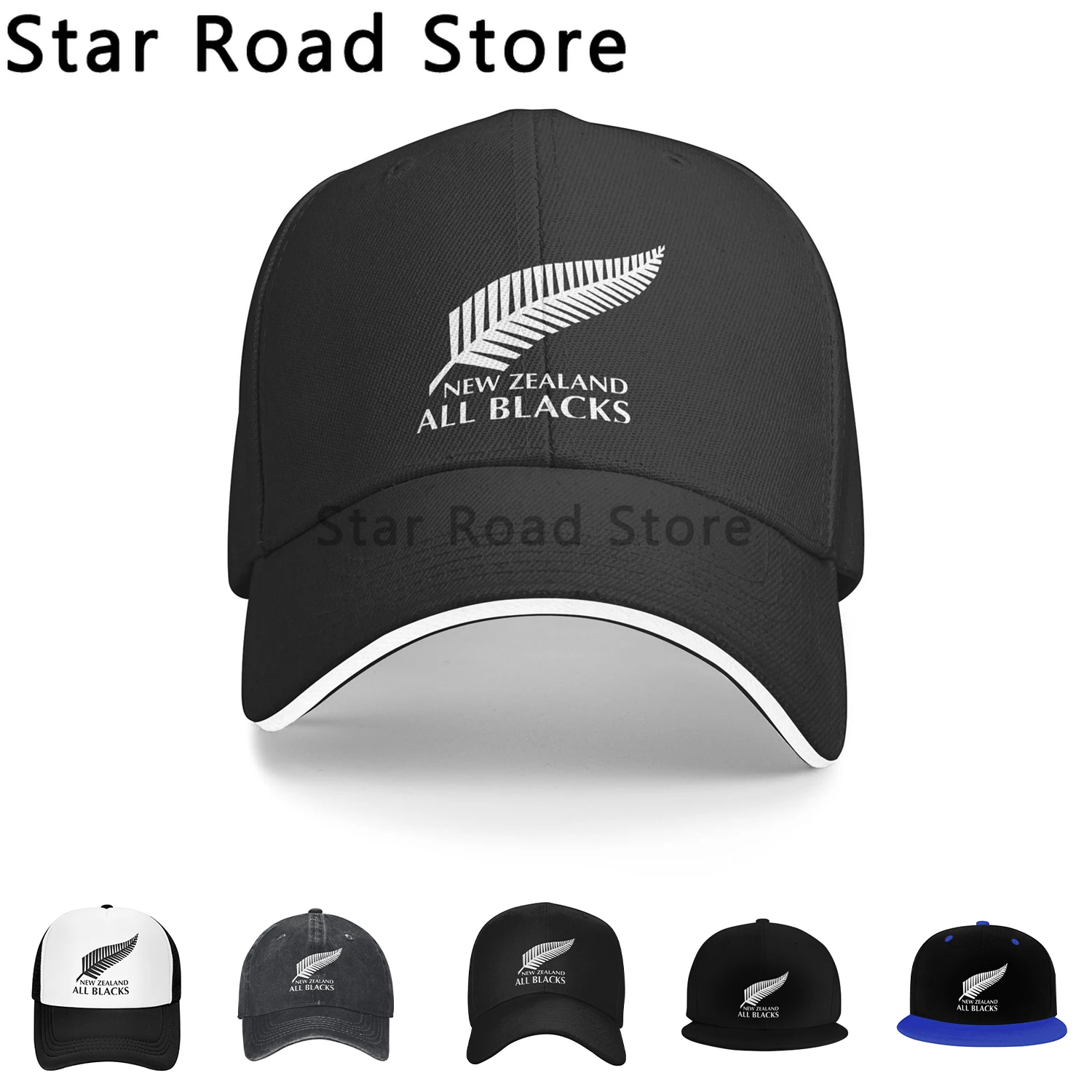 Famouse New Zealand Hiking Baseball Cap For Mens All Black Spring Summer Coquette Beach Dad Hats Sport Hip Hop Trucker Cap