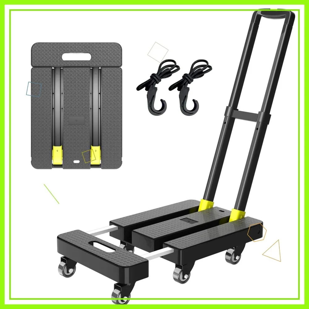 

Складной ручной тележки для тяжелых условий эксплуатации, вместимость 500 фунтов с колесами, телескопической ручкой и эластичными веревками для перемещения и путешествий.