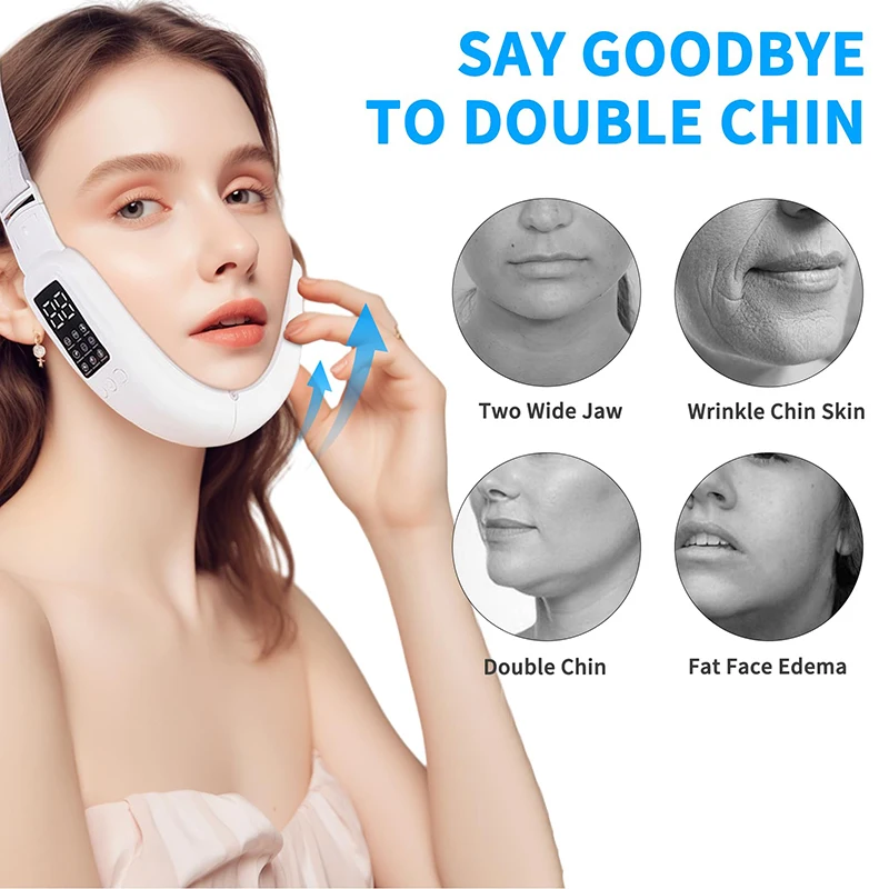 جديد EMS مكركرنت الكهربائية آلة على شكل حرف V جهاز رفع الوجه الساخن ضغط الاهتزاز مدلك الوجه أداة إزالة الذقن المزدوجة #3