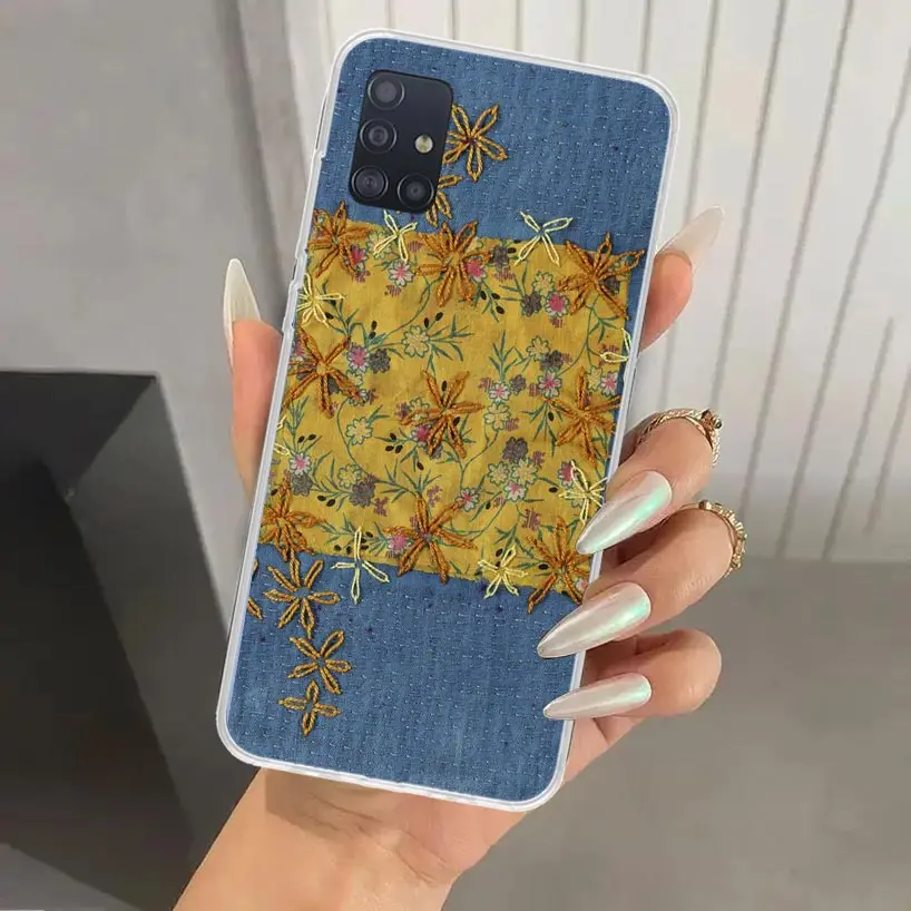 Jeans Cowboy Denim Printed Phone Case for Samsung Galaxy A51 A50 A71 A70 A41 A40 A31 A30S A21S A20S A10S A20E A11 A01 A6 A7 A8 A