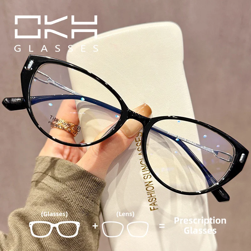 

OKH Атмосфера Титановая оправа «кошачий глаз» Очки для близорукости Высококачественные женские и мужские очки по рецепту для чтения