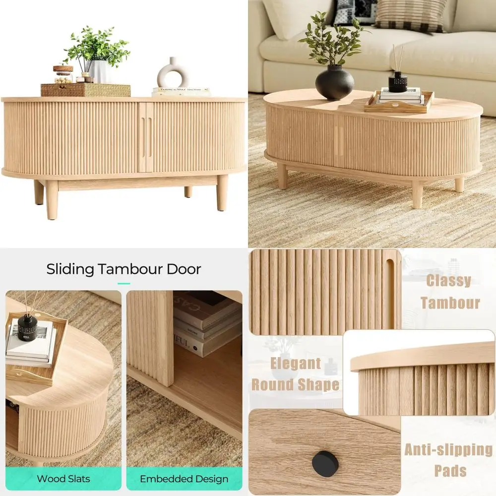 

Деревянный кофейный столик в стиле бохо с раздвижной дверцей для хранения вещей, для гостиной и спальни